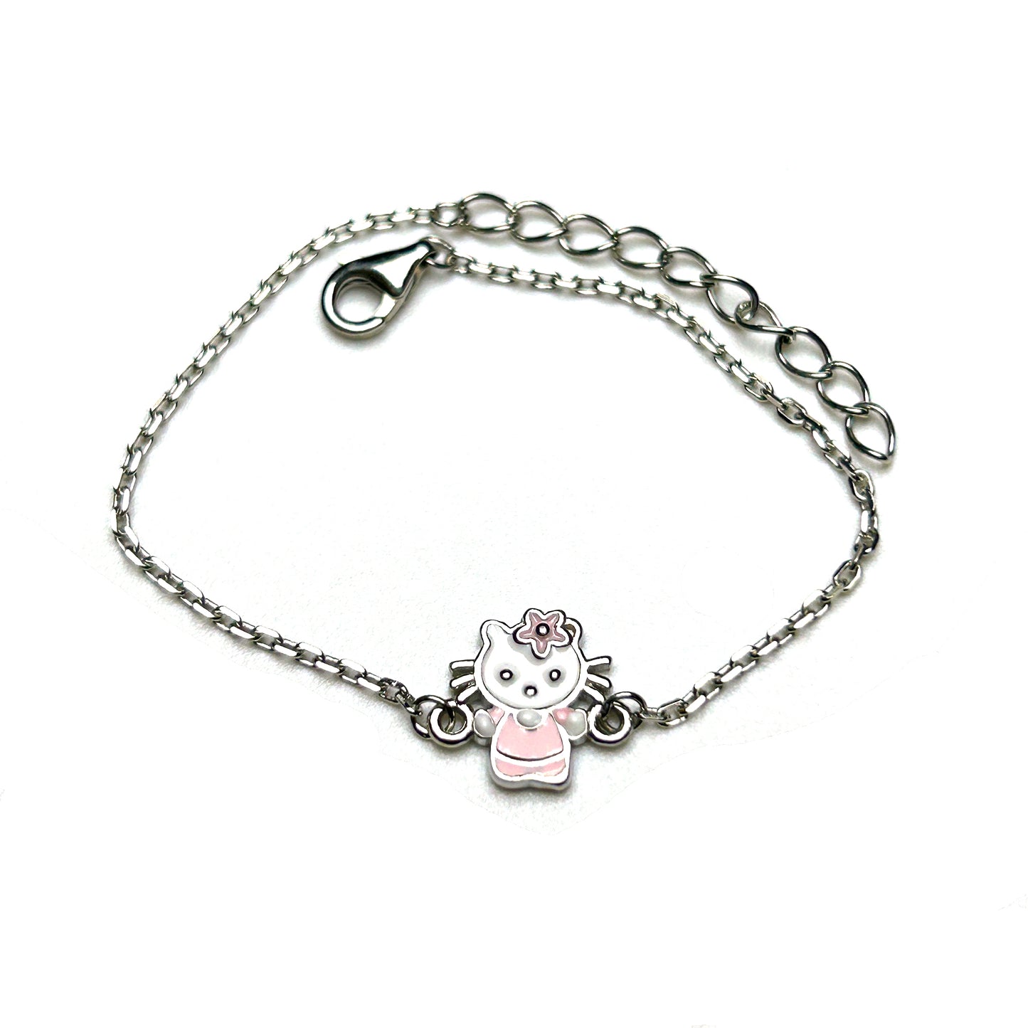Pink Blossom Kitty 925 Sterling Silver Kids Bracelet