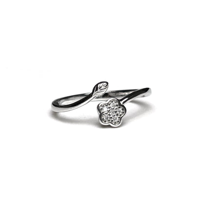 Minimal Flower Silver Ring