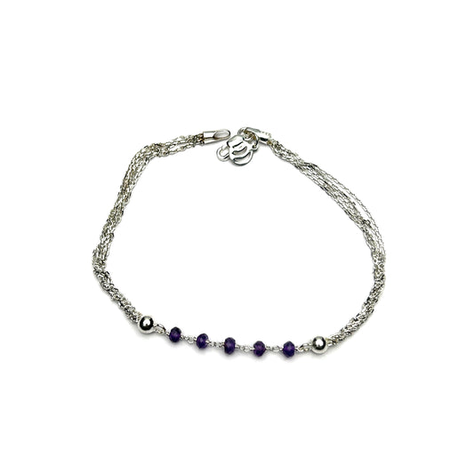 Lavender Stone Multi Chain Strands Bracelet