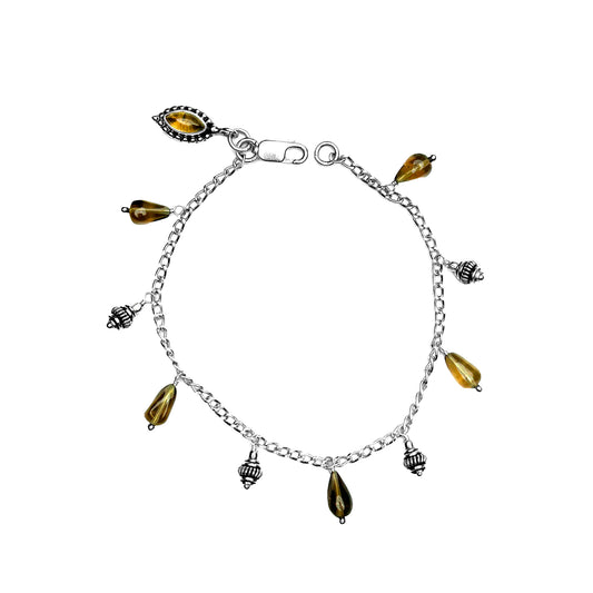 Gemstone Oxidised Charm Bracelet