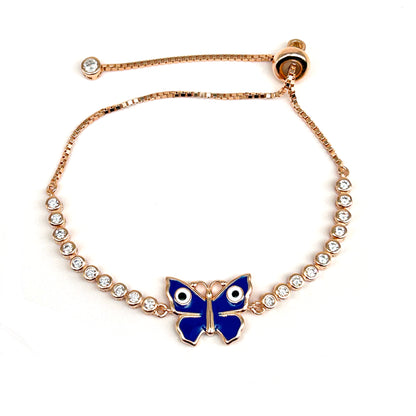 Butterfly Evil Eye RoseGold Bracelet