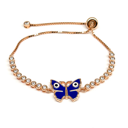 Butterfly Evil Eye RoseGold Bracelet