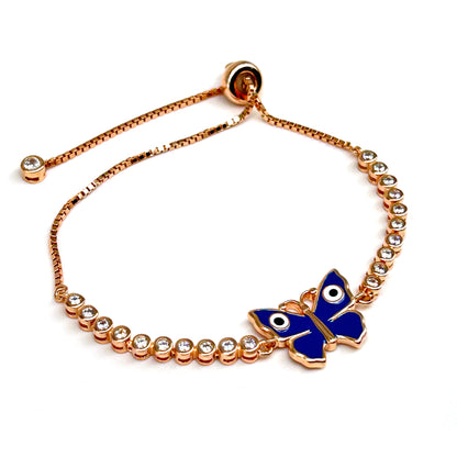 Butterfly Evil Eye RoseGold Bracelet