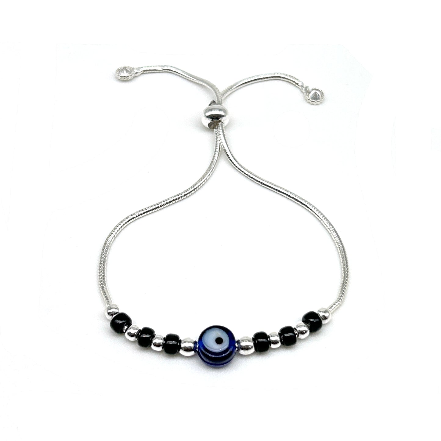 Single Evil Eye Black Beads Bracelet