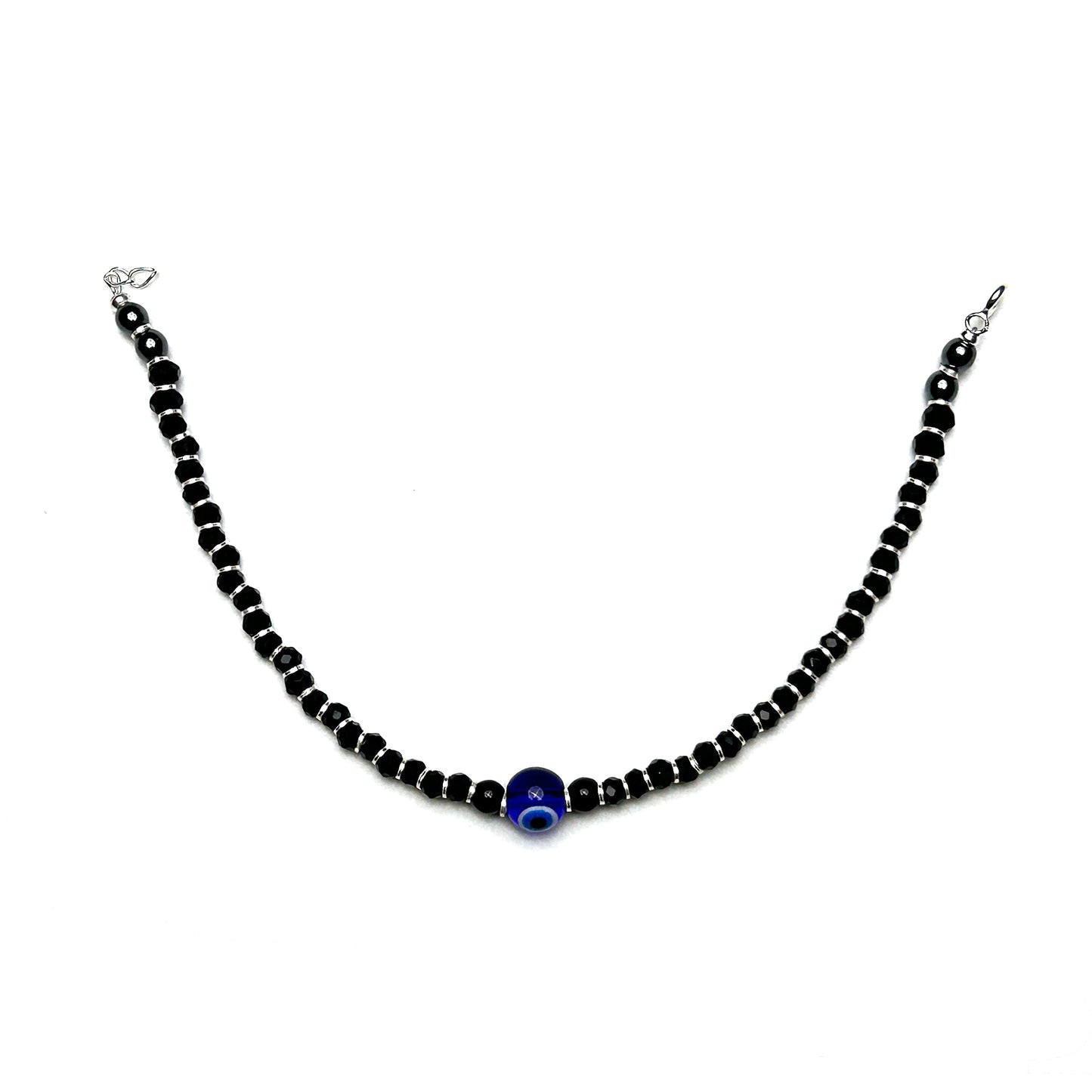 Evil Eye Black Beads 925 Sterling Silver Bracelet