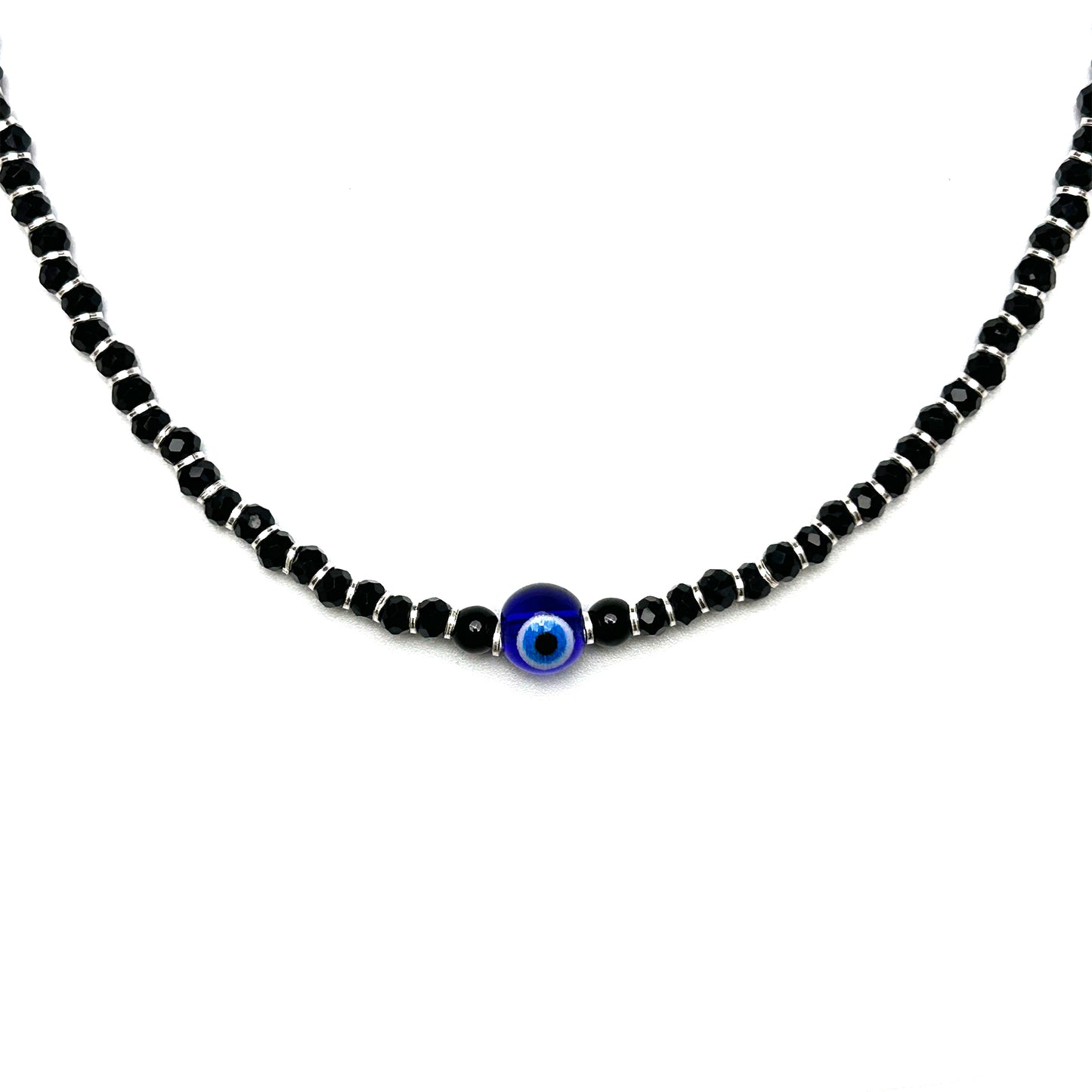 Evil Eye Black Beads 925 Sterling Silver Bracelet