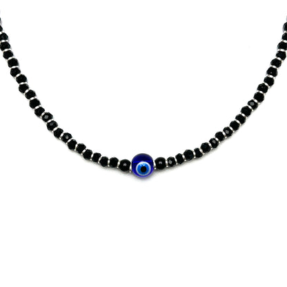 Evil Eye Black Beads 925 Sterling Silver Bracelet