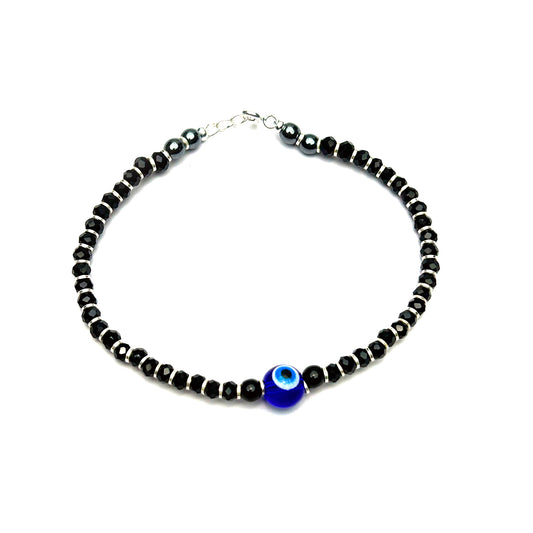 Evil Eye Black Beads 925 Sterling Silver Bracelet