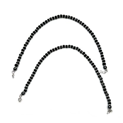 Black Beads 925 Sterling Silver Bracelet Pair | Nazariya