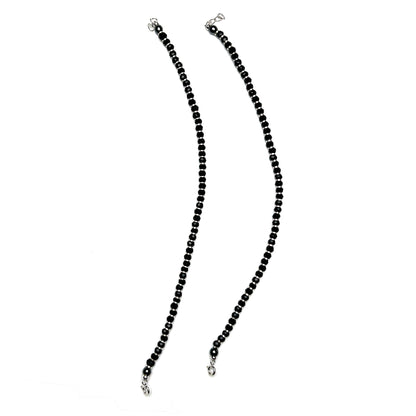 Black Beads 925 Sterling Silver Bracelet Pair | Nazariya