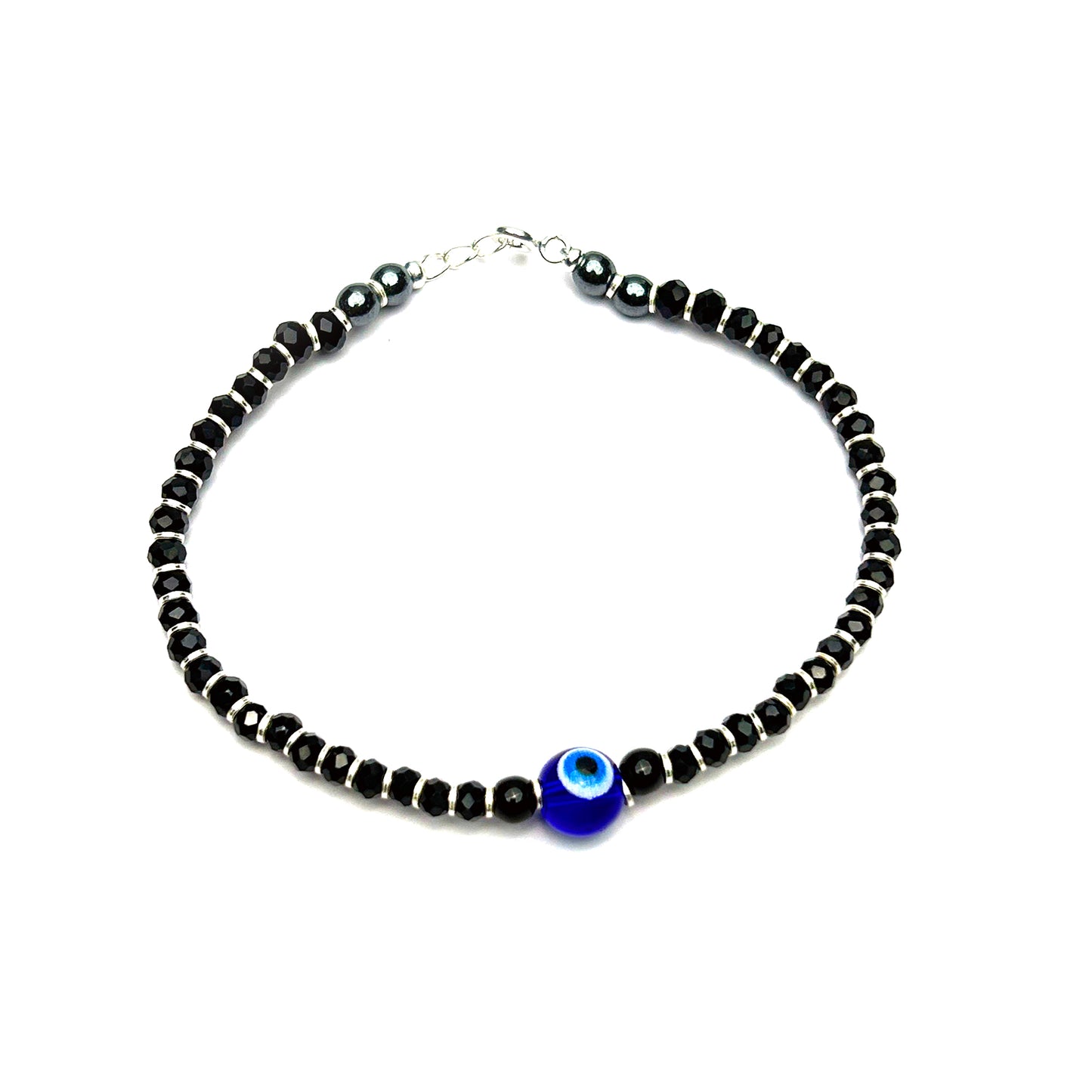 Evil Eye Black Beads 925 Sterling Silver Kids Bracelet Pair | Nazariya