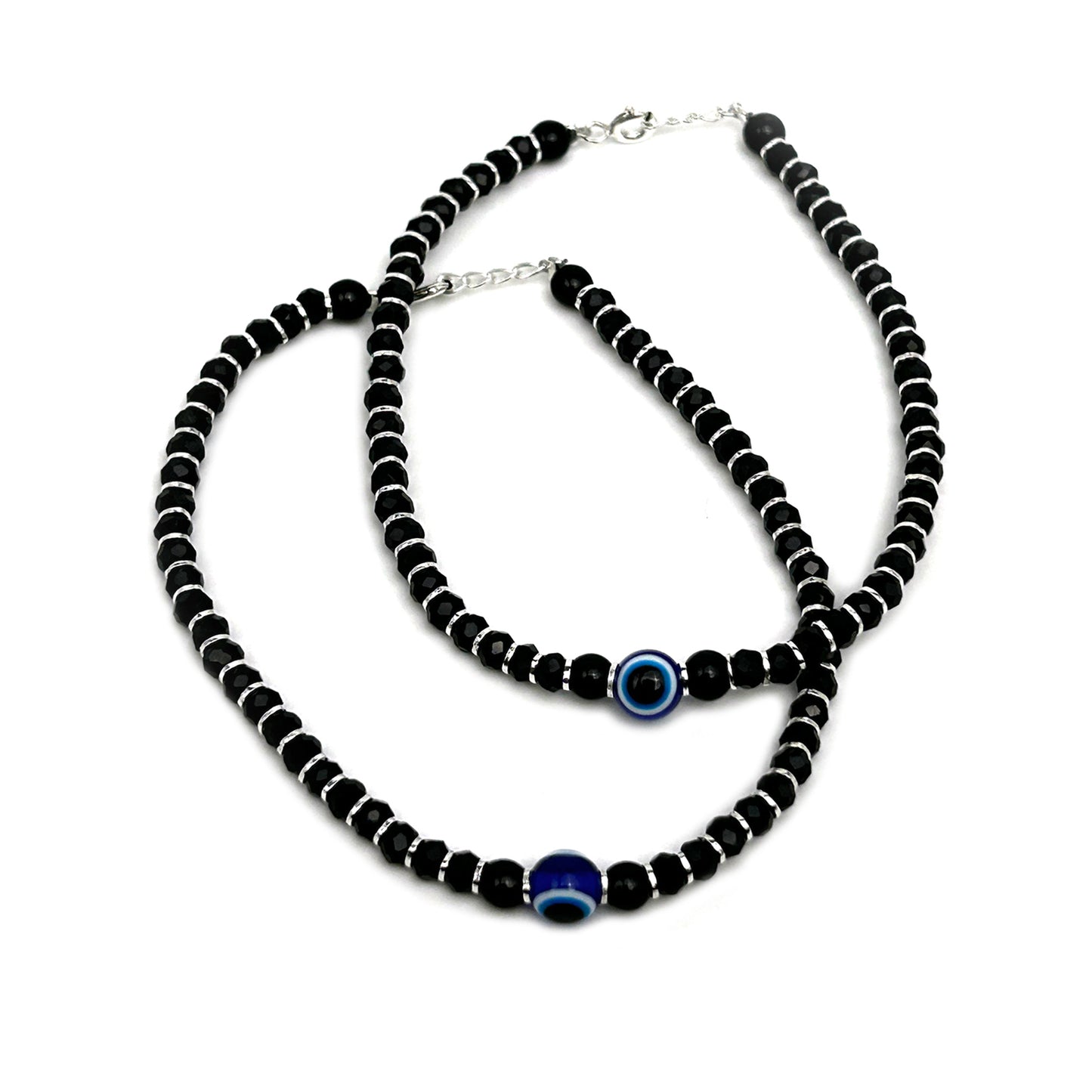 Evil Eye Black Beads 925 Sterling Silver Kids Bracelet | Nazariya