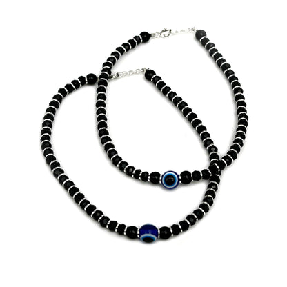 Evil Eye Black Beads 925 Sterling Silver Bracelet