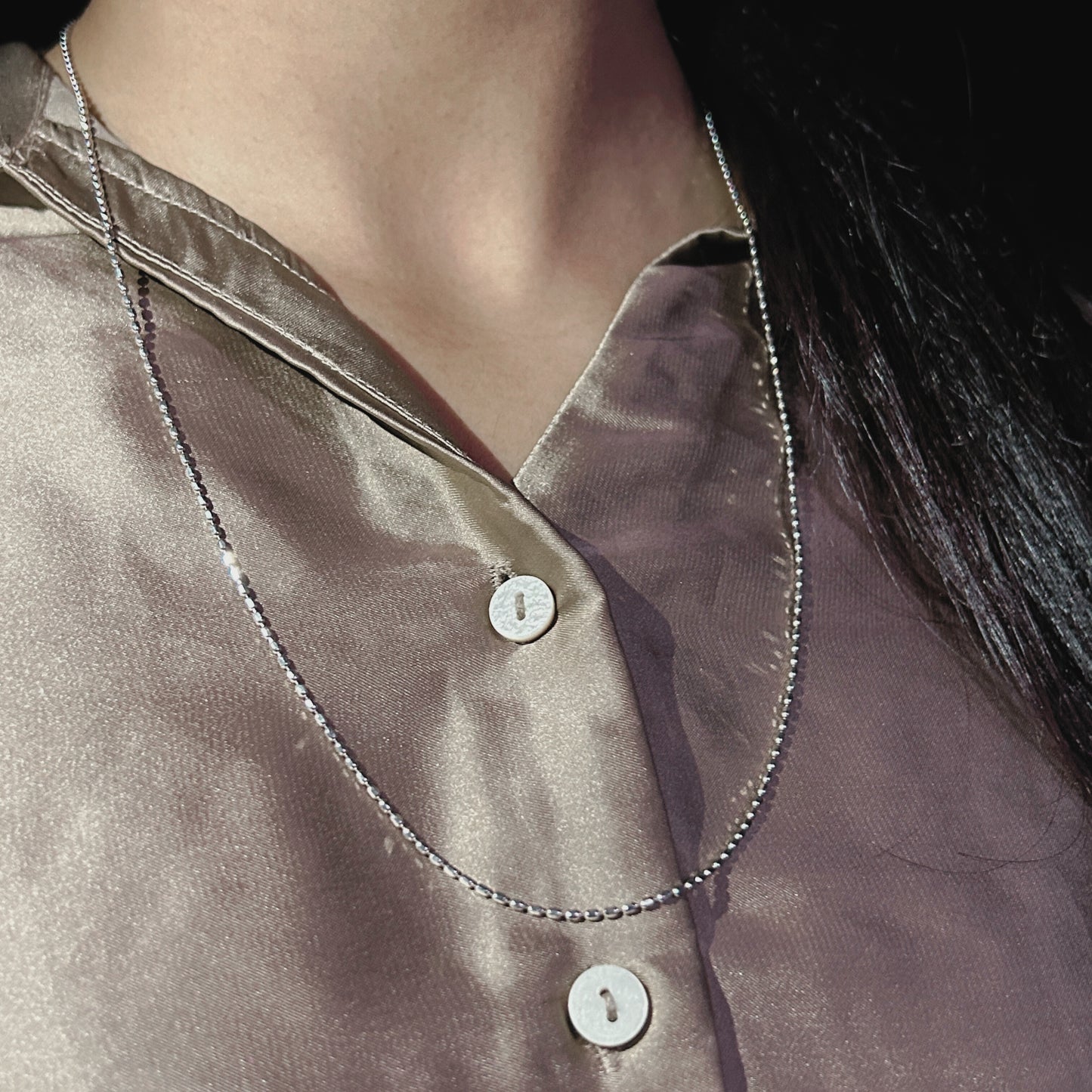 Bead Ball Cylinder Designer Silver Adjustable Chain