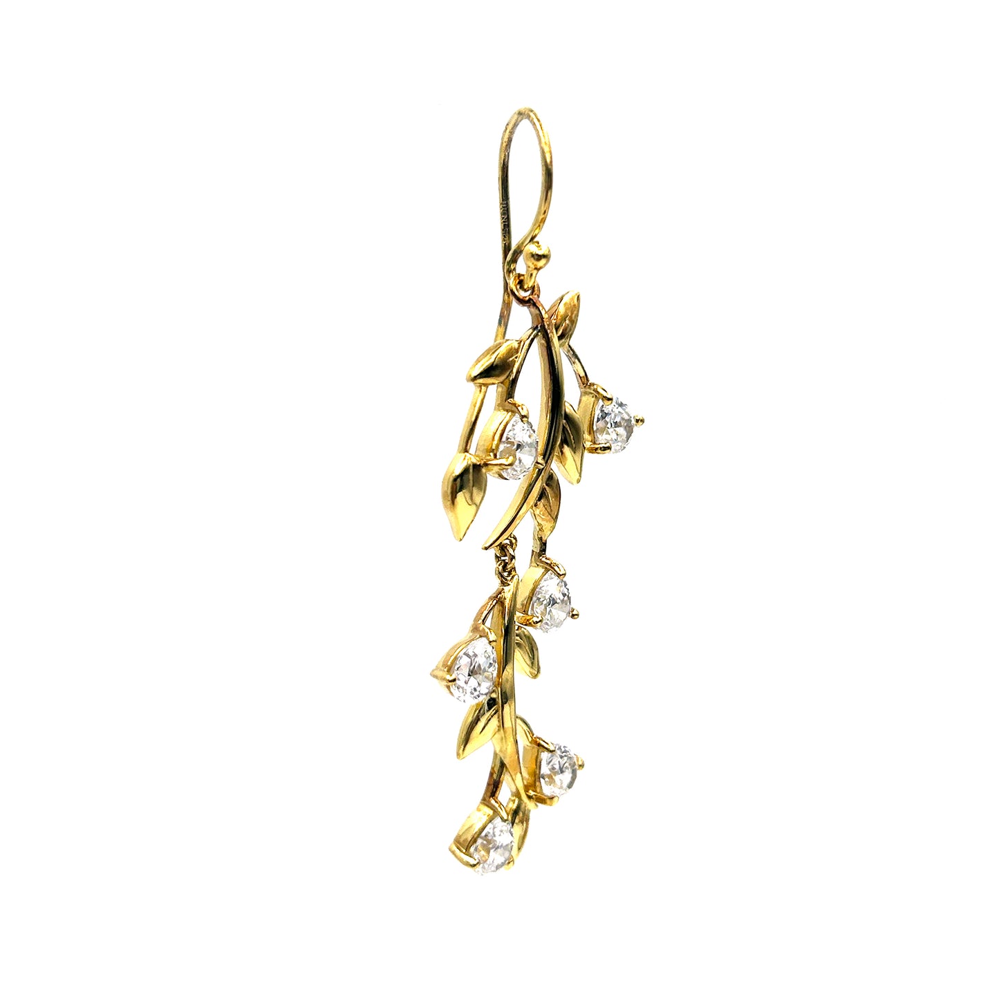 Gold Hanging Flower Diamond Stud Earring