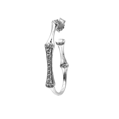 Silver Hoop Diamond Stud Earring