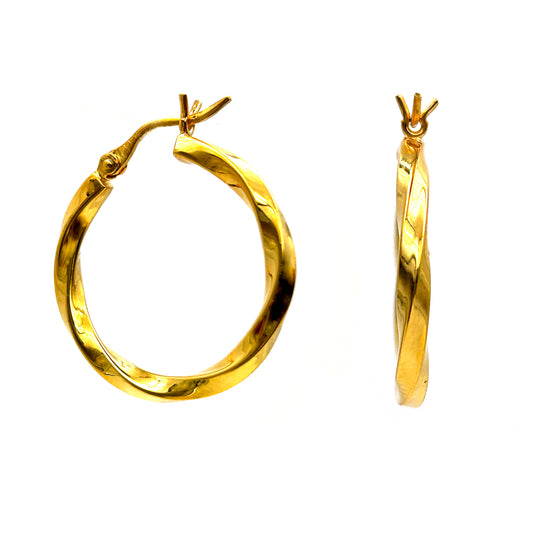 Gold Twist Hoop Earring