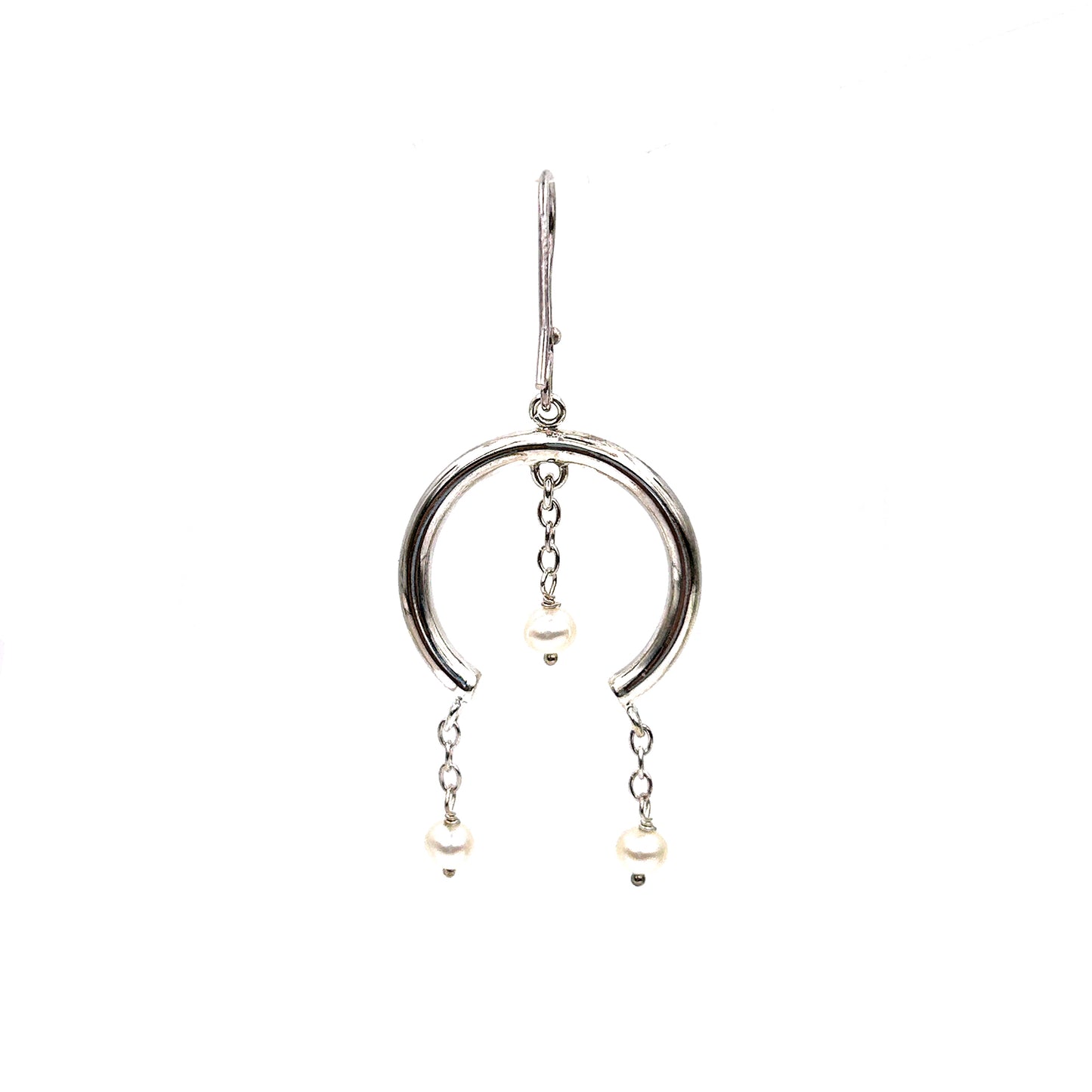 Silver Pearl Hanging Hoop Earring