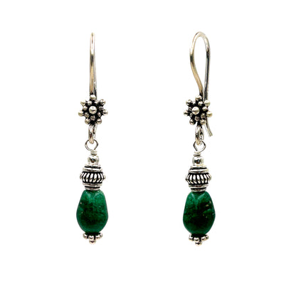 Silver Oxidised Green Flower Jhumki Earring