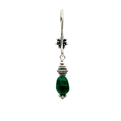 Silver Oxidised Green Flower Jhumki Earring