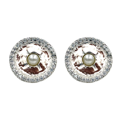 Silver Solitaire Pearl Studs Earring