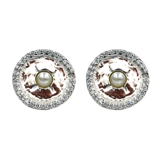 Silver Solitaire Pearl Studs Earring