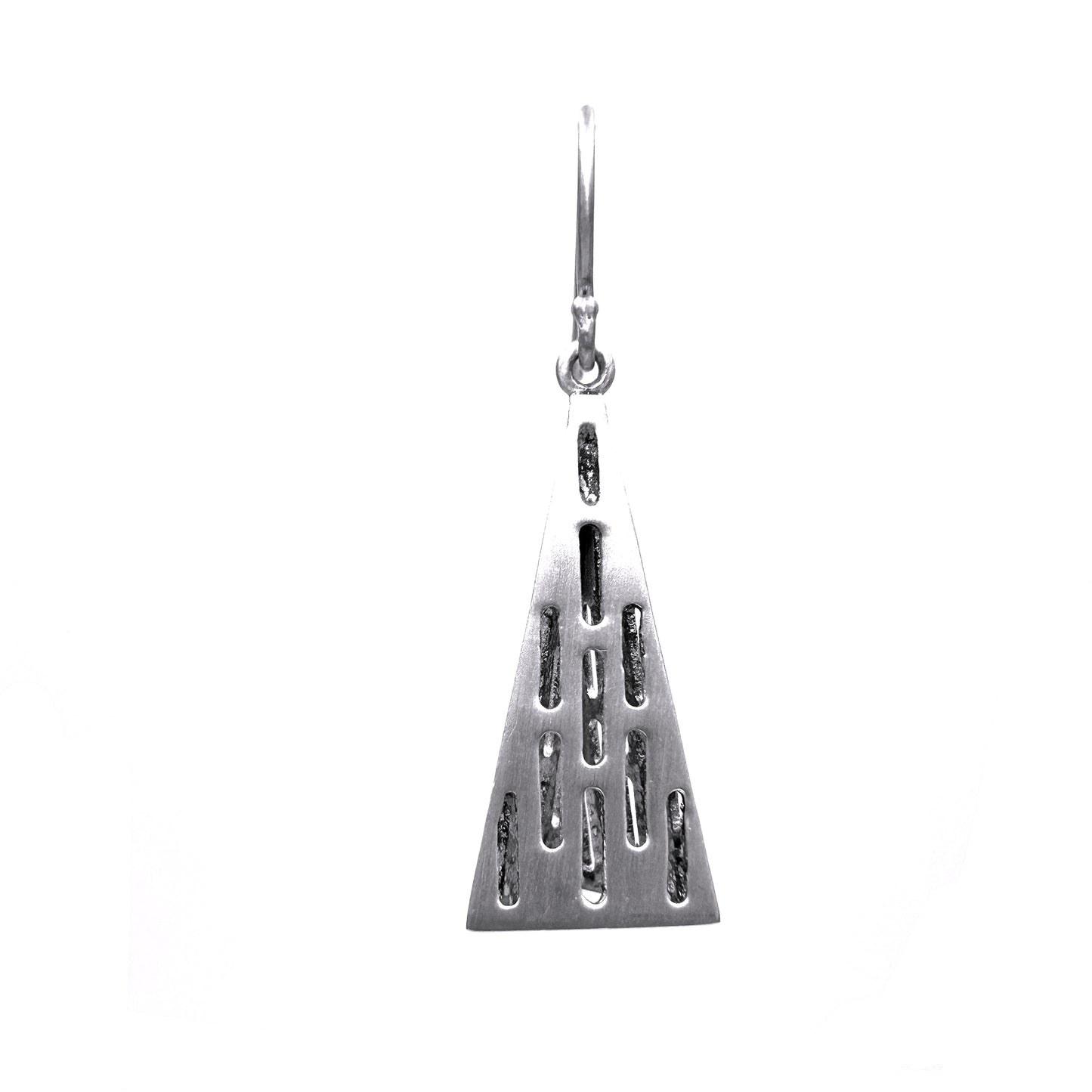 Pyramid Triangle Line Dangle Silver Earring