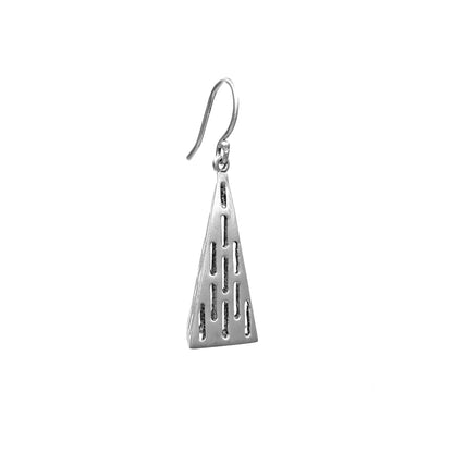 Pyramid Triangle Line Dangle Silver Earring