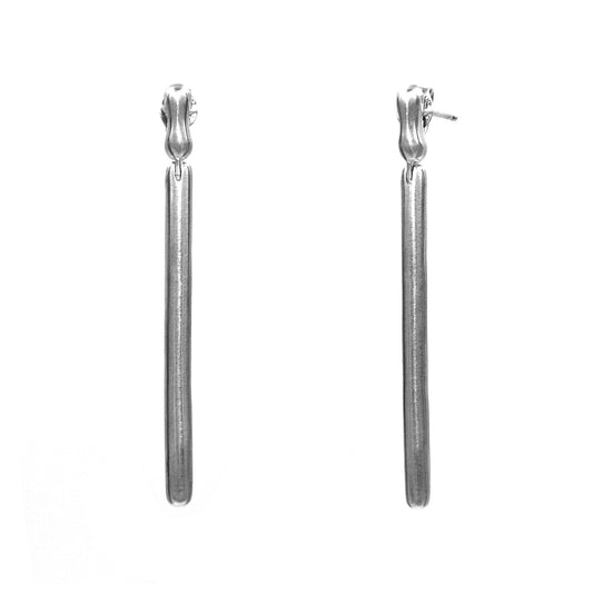 Italian Line Drop Silver Earring