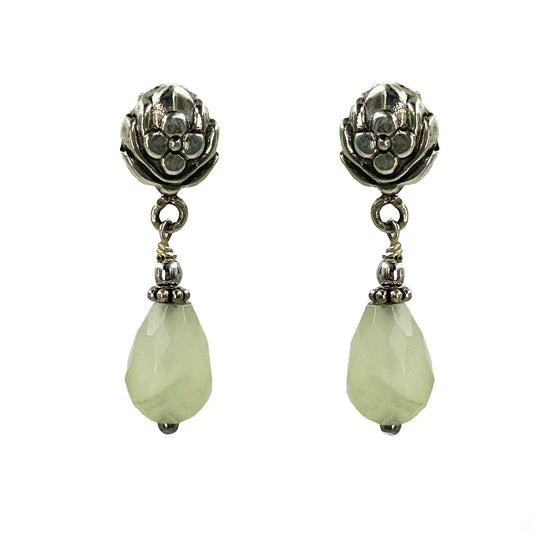 Silver Oxidised Stone Jhumki Earring