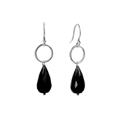 Black Stone TearDrop Dangler Earring