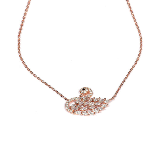 Italian Swan Rose Gold Necklace