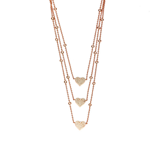 Italian Triple Heart RoseGold Necklace