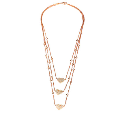 Italian Triple Heart RoseGold Necklace