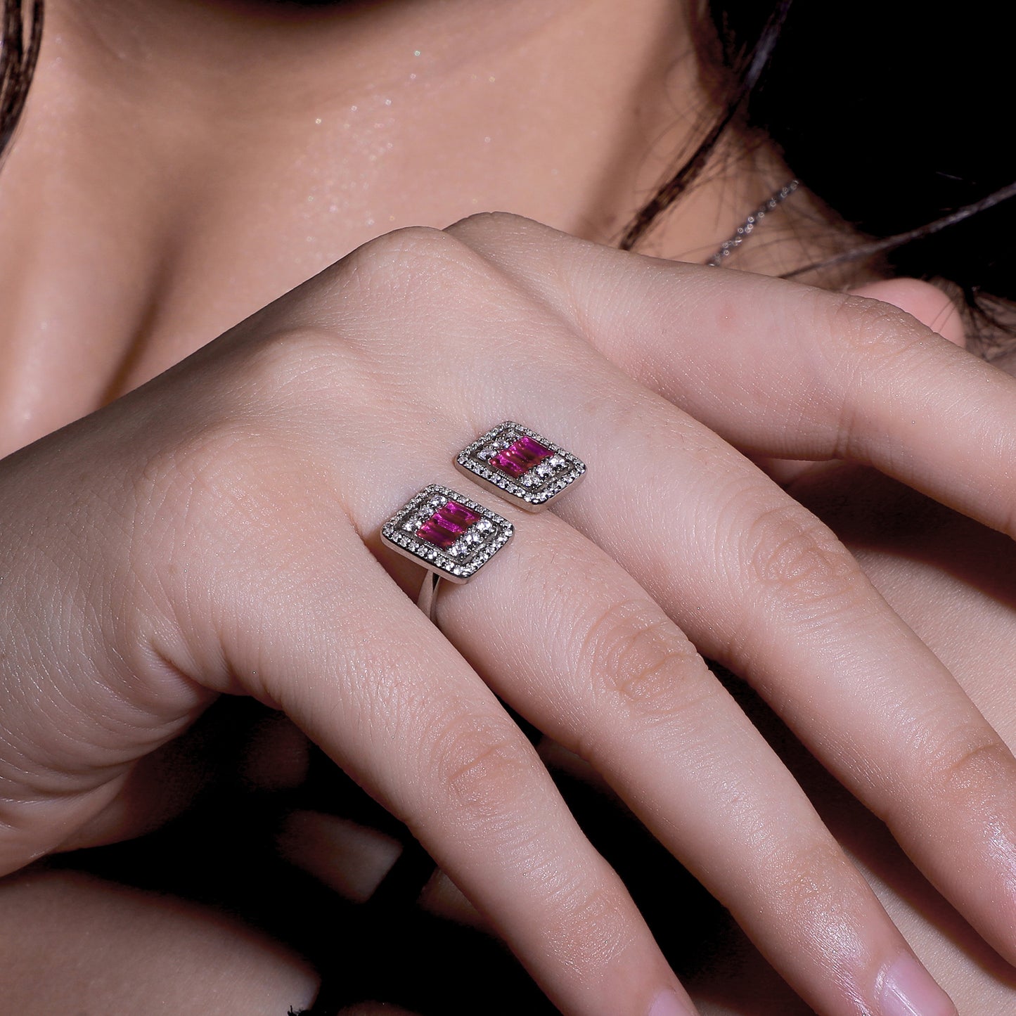 Hot Pink Cubic Ring