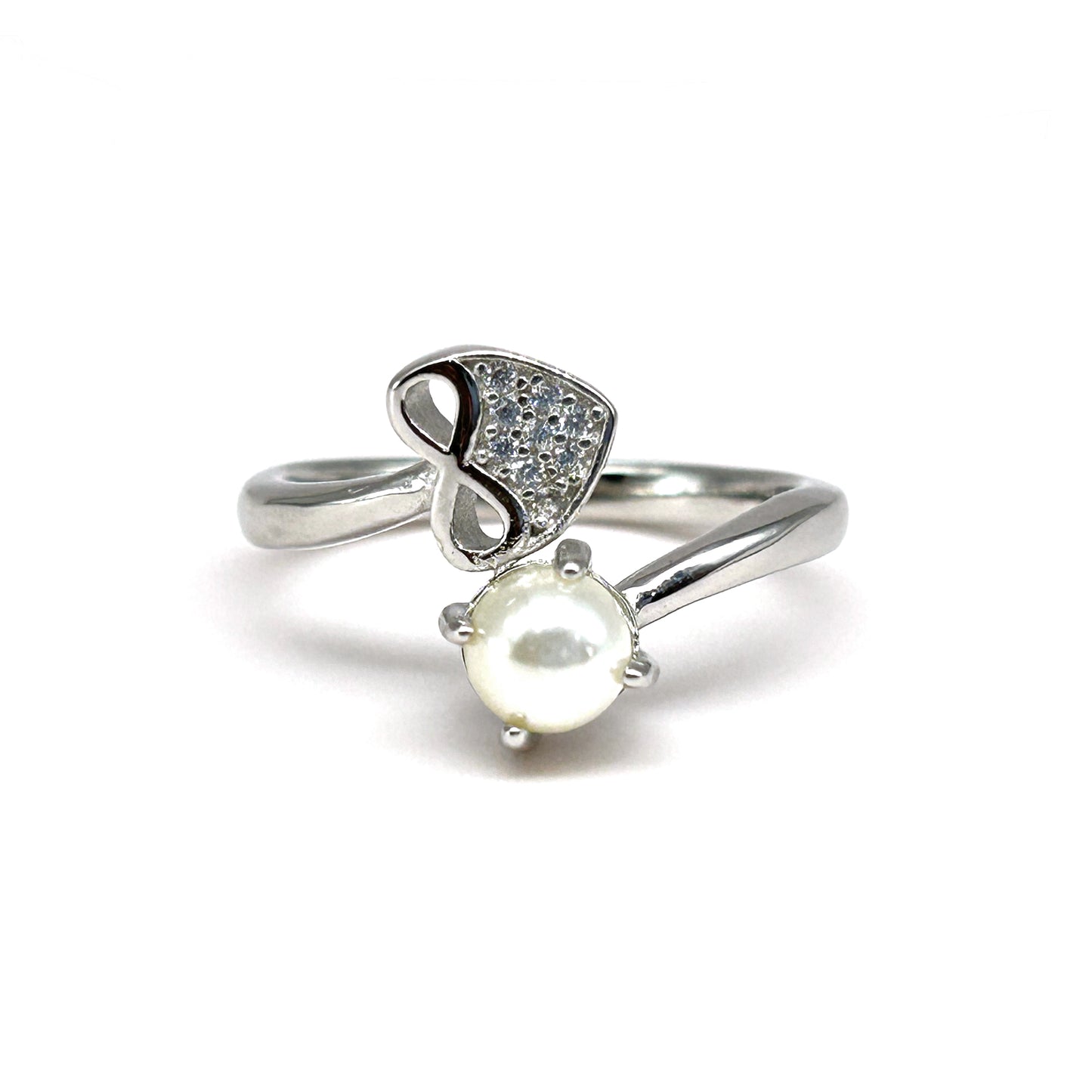 Infinity Pearl Silver Ring