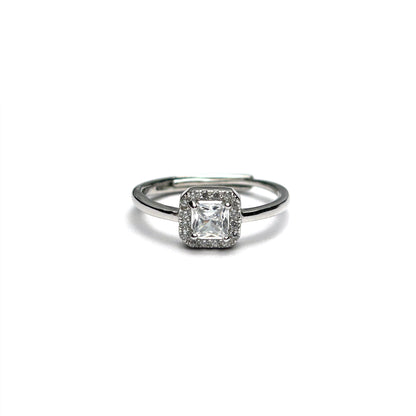 Solitaire Modern Silver Ring