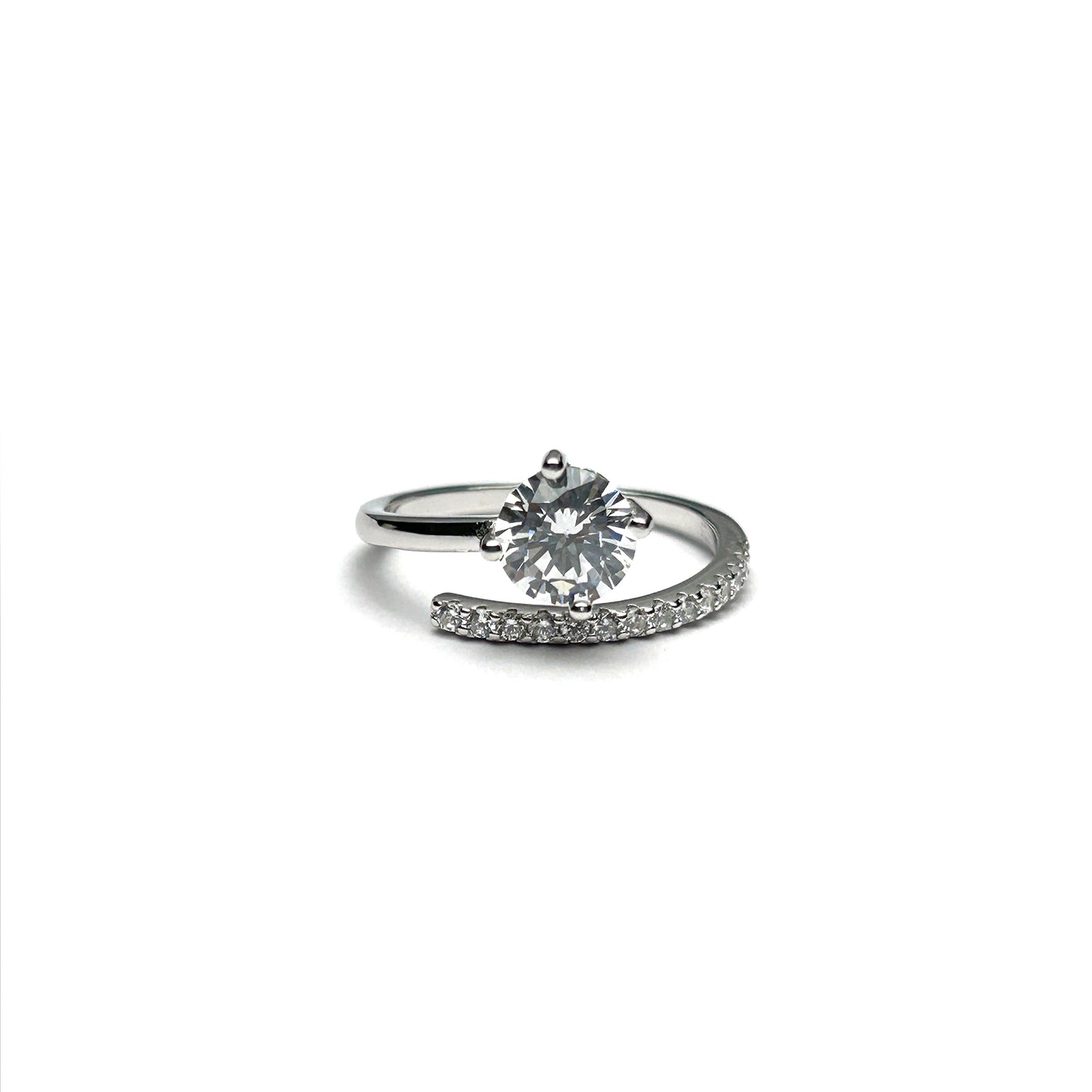 Solitaire Modern Silver Ring