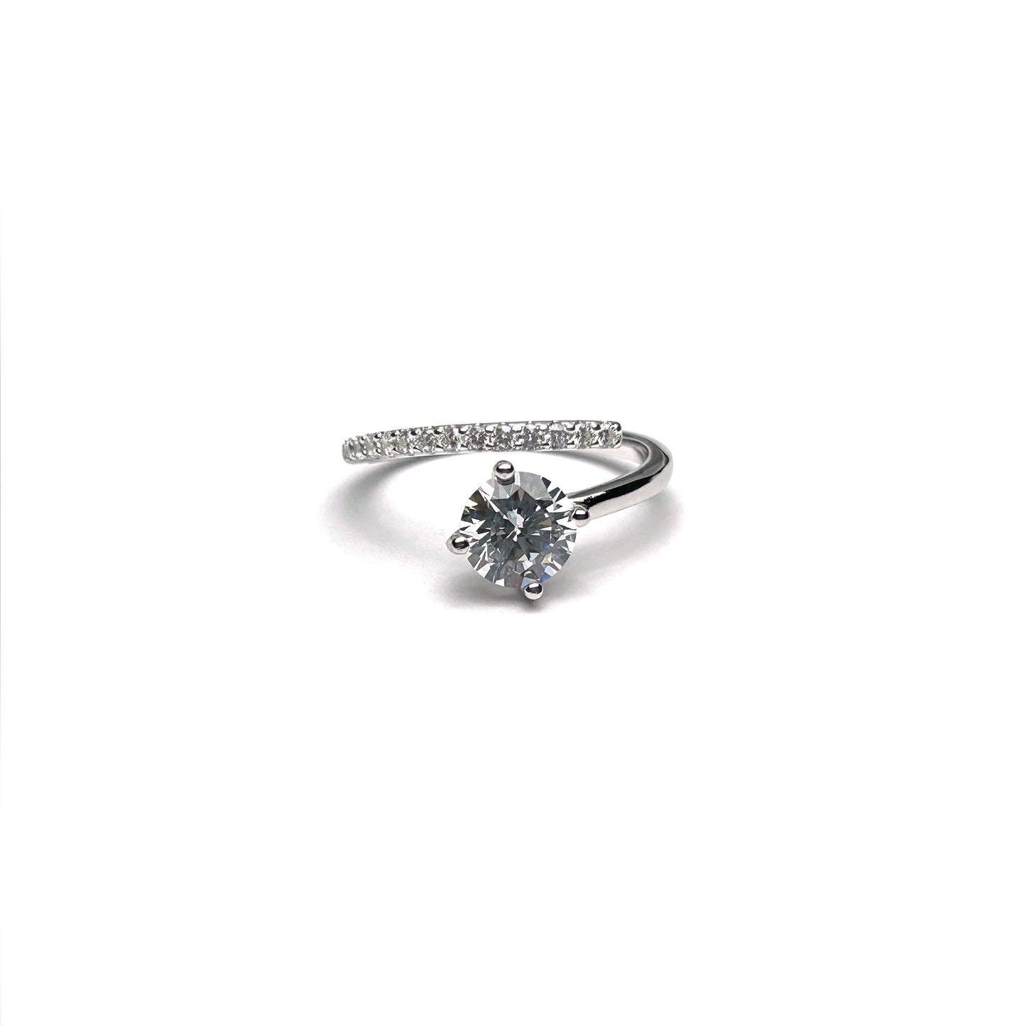 Solitaire Modern Silver Ring