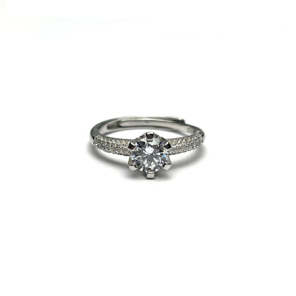 Solitaire Modern Silver Ring