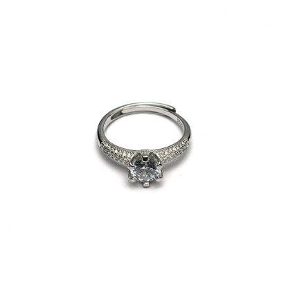 Solitaire Modern Silver Ring