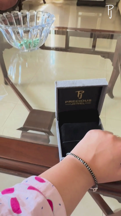 Black Beads 925 Sterling Silver Bracelet | Nazariya